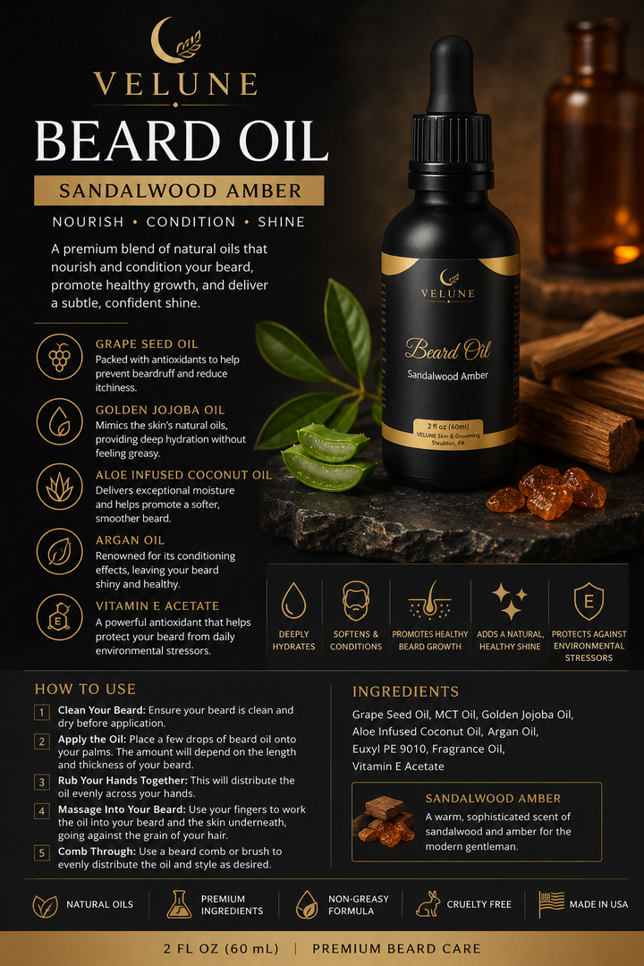 VELUNE Beard Oil – Sandalwood Amber