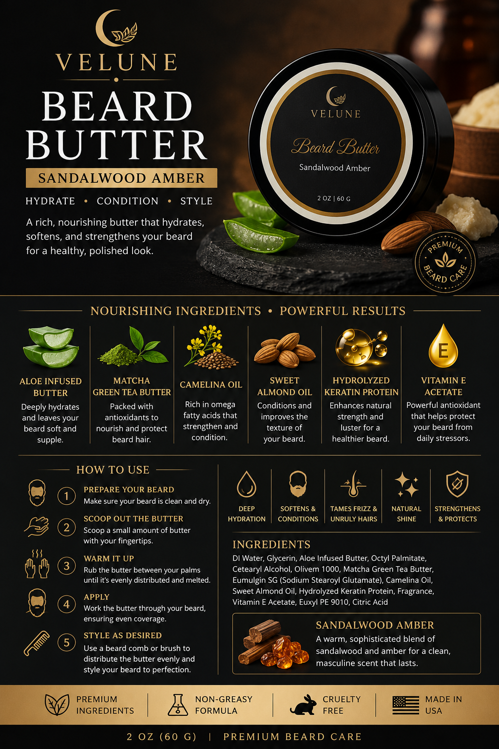 VELUNE Beard Butter – Sandalwood Amber